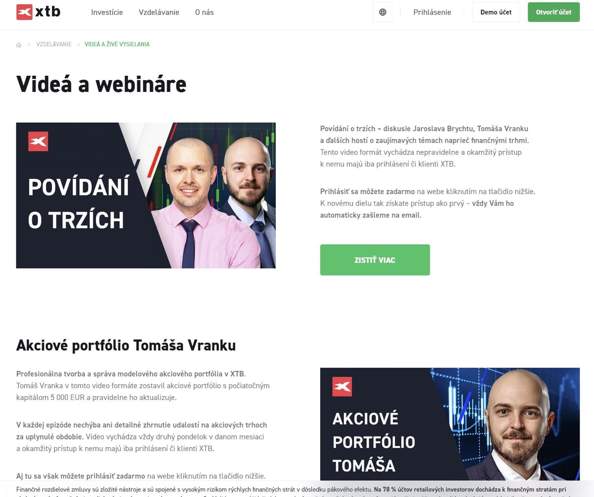 XTB vzdelavanie a videa