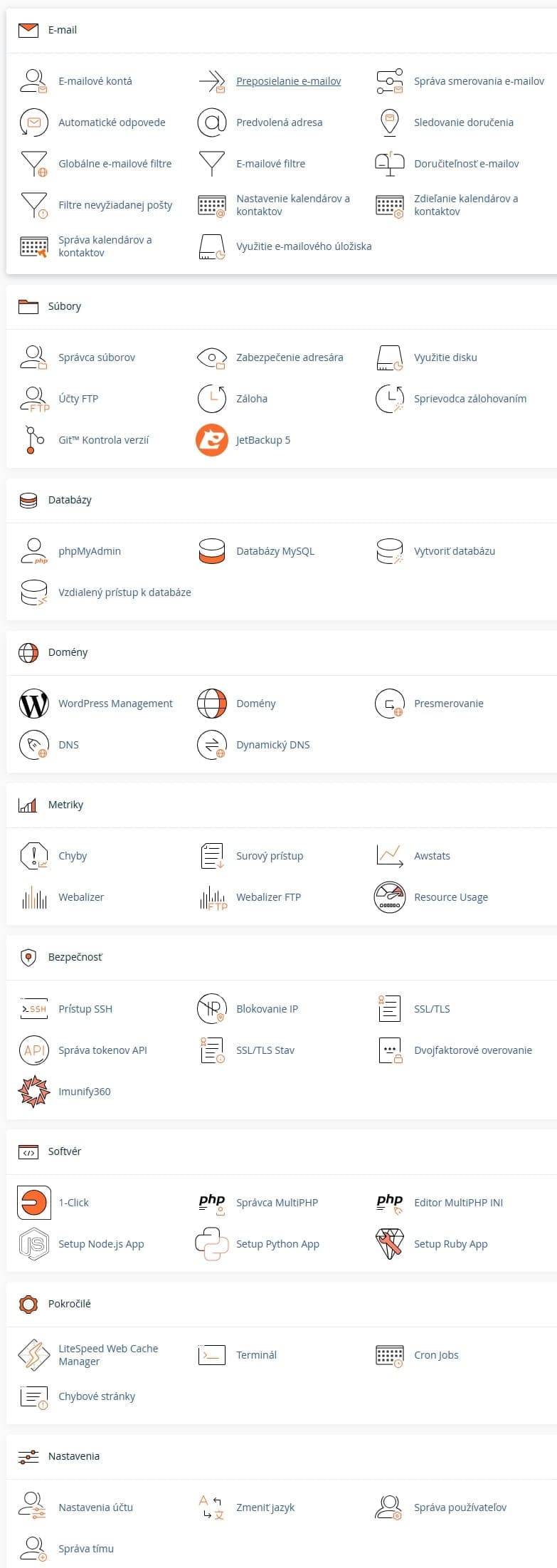 menu webhostingu polar55