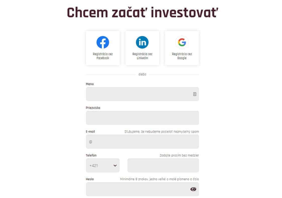 Fondee registrácia do investičnej platformy