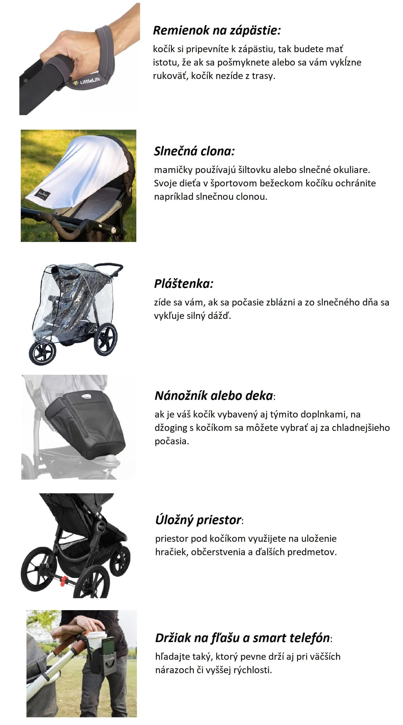 Kočík na behanie - doplnky