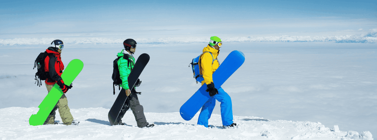najlepšie snowboardy–snowboardisti na svahu