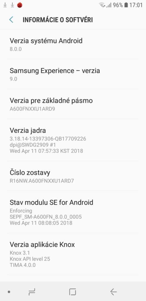 Samsung Galaxy A6 (2018) Dual SIM software