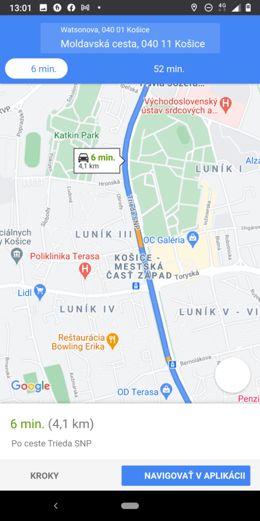 Navigácie do mobilu Google Maps