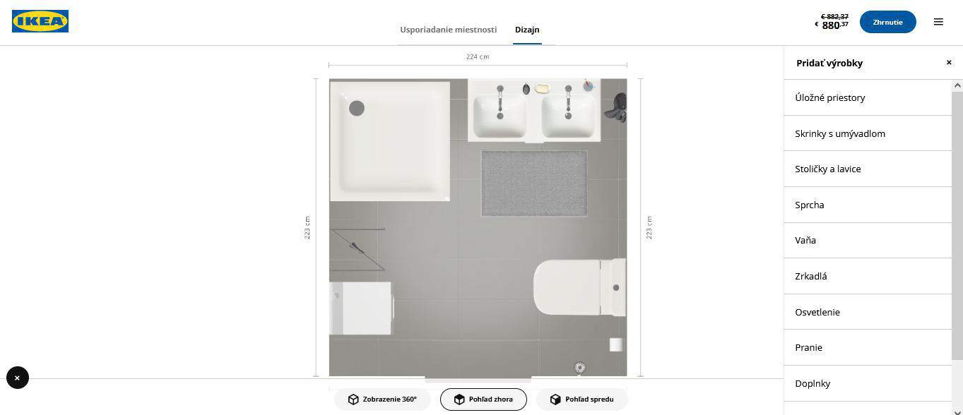 Plánovač kúpeľní Ikea - 4 používateľské prostredie II